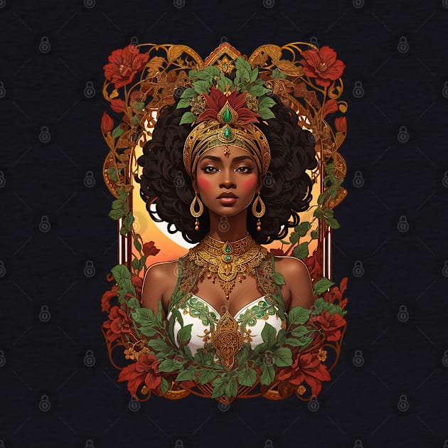 African Queen of Sheba retro vintage floral design by Neon City Bazaar